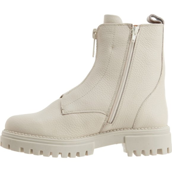 NEW SHOECOLATE Made in India Zip Boots - Leather For Women Off White 463sn - Picture 3 of 6